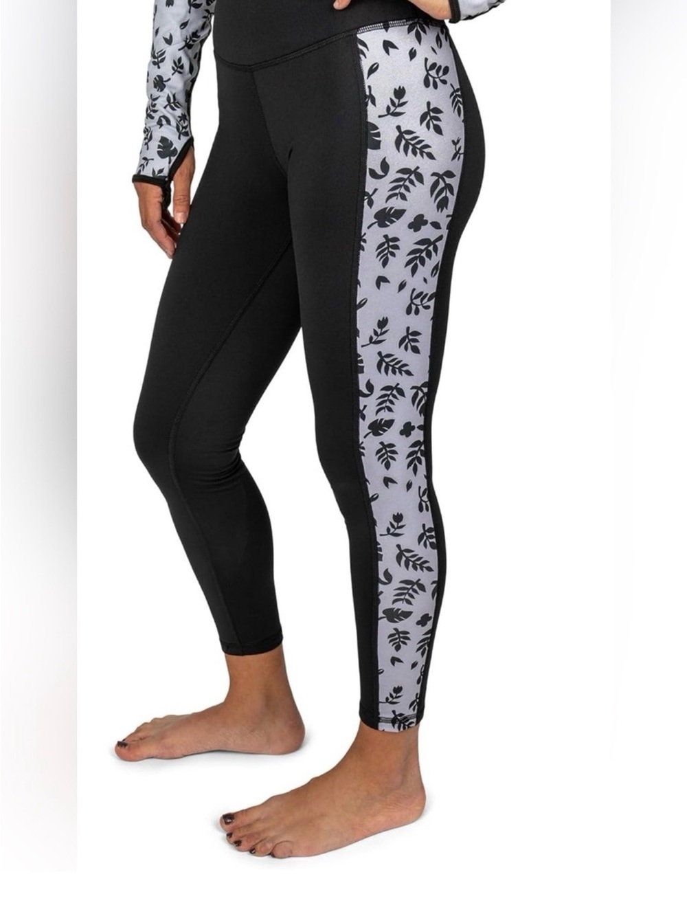 NWT BlackStrap Womens Therma Pant Tiny Gray Floral Base Layer Legging Medium